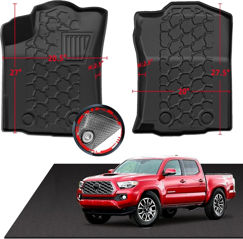 Torcia Anti-Slip 3D Car Mats for 2018-2023 Toyota Tacoma - All-Weather Rubber Floor Liners - Image 1