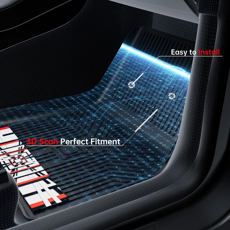 Torcia Anti-Slip 3D Car Mats for 2018-2023 Toyota Tacoma - All-Weather Rubber Floor Liners - Image 2
