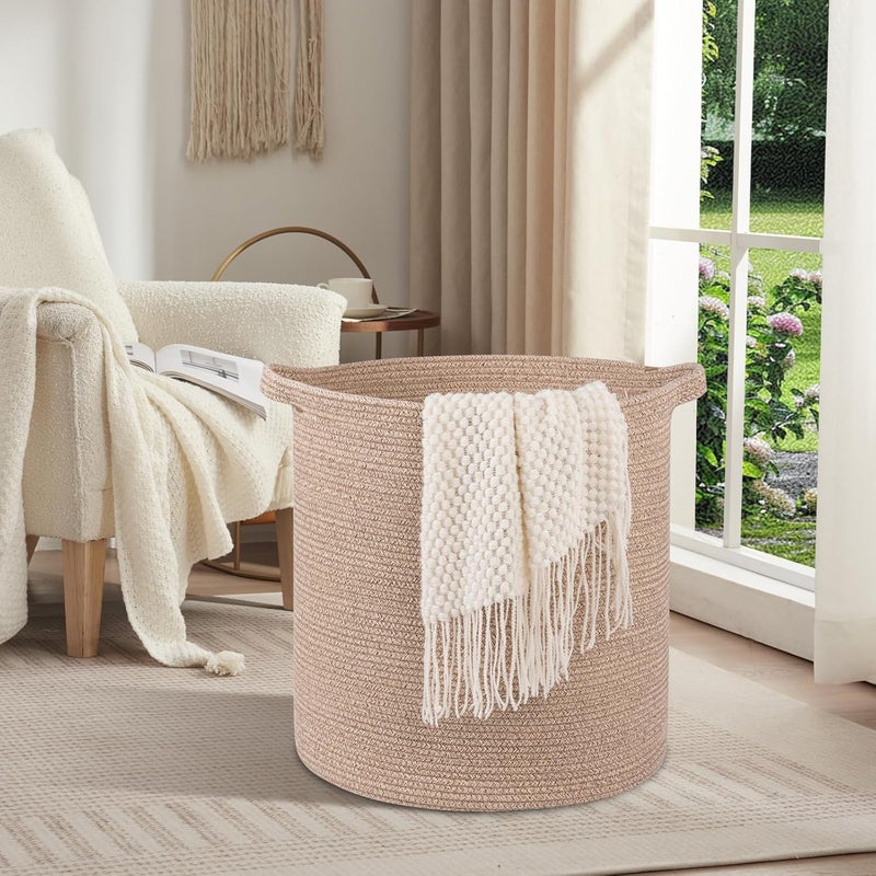 OIAHOMY 80L Laundry Hamper, Storage Basket with Handles, Laundry Basket For Toys, Pillows, Blankets,Clothes-20x18in-Brown - Image 2