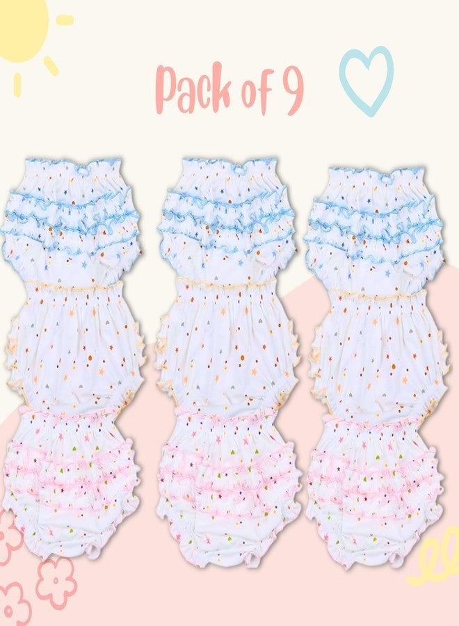 Lala Maneet - Cotton Fabric White Color Frill Panty for Baby Girl | Inner Wear Drawer | Bloomer Underwear Brief Girl Frill Panty | Casual Nikker for Baby Girls -0-3 Months Pack of 9 - Image 2