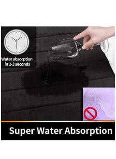 HomarKet 2-Piece Soft Velvet Non Slip Floor Mat Set For Kitchen And Bathroom Black  - Image 4