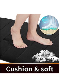 HomarKet 2-Piece Soft Velvet Non Slip Floor Mat Set For Kitchen And Bathroom Black  - Image 3