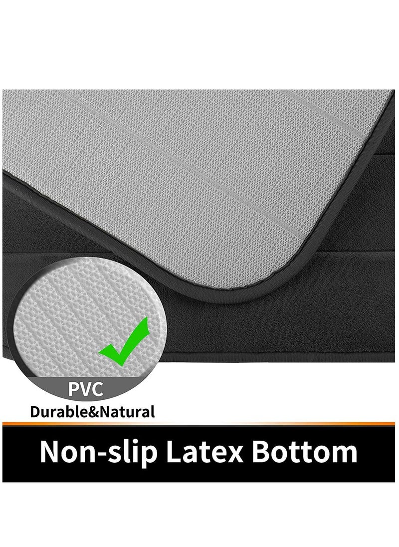 HomarKet 2-Piece Soft Velvet Non Slip Floor Mat Set For Kitchen And Bathroom Black  - Image 5