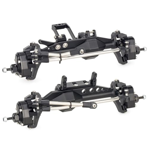 VNUHV Aluminum 4WS Offset Portal Axle Set with Servo Mount for 110 4 Wheel Steering LCG Chassis Comp Rigs Capra H10 Optic Front Rear Black - Image 1