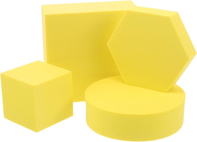 Yellow Foam Posing Blocks for Photography Jewelry Cosmetics Product Display and Event Decoration Display Riser Stands 4 Pieces - Image 1