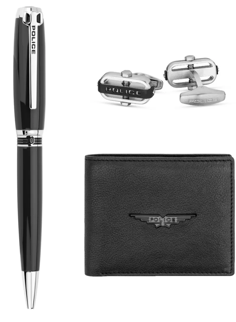 بوليس طقم أقلام وكبكات ومحفظة رجالي من كوبر