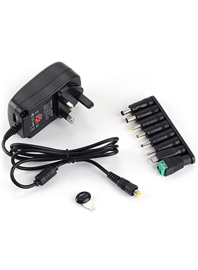 SEBA 30W Universal AC/DC Adapter Switching Power Supply with 8 Selectable Adapter Plugs，for 3V 4.5V 5V 6V 7.5V 9V 12V Household Electronics and LED Strip - 2000mA Max - Image 1