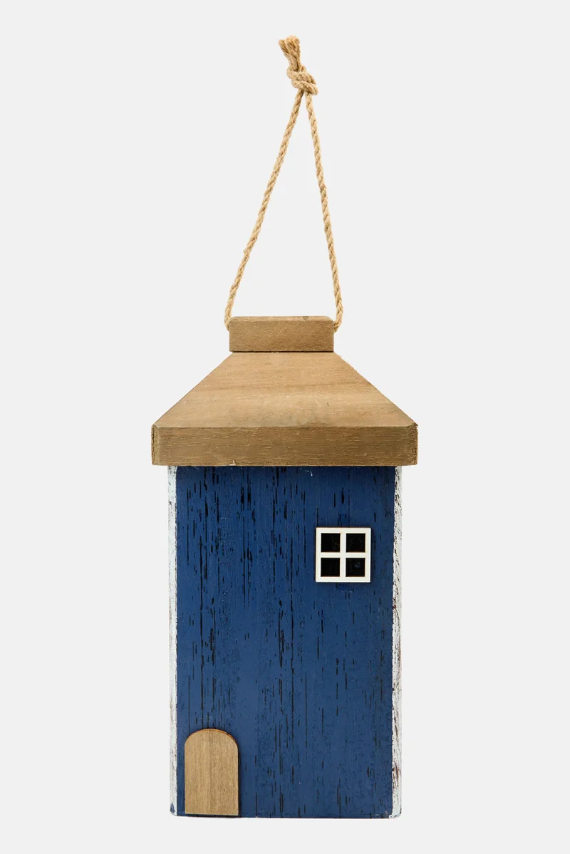 Muy Mucho Wooden House Decoration 14 x 14 x 27,5 cm, Blue