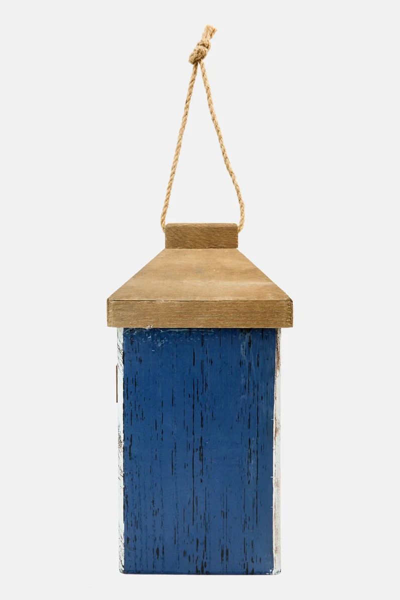 Muy Mucho Wooden House Decoration 14 x 14 x 27,5 cm, Blue