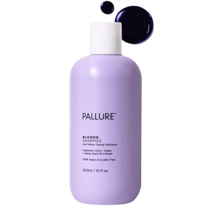 Pallure شامبو بالور بلوند تونينغ، يقلل من اللون النحاسي والأصفر - للشعر الأشقر، البلاتيني، المبيض، والفضي، نباتي وخالي من القسوة (10.14 أونصة سائلة) - Image 1