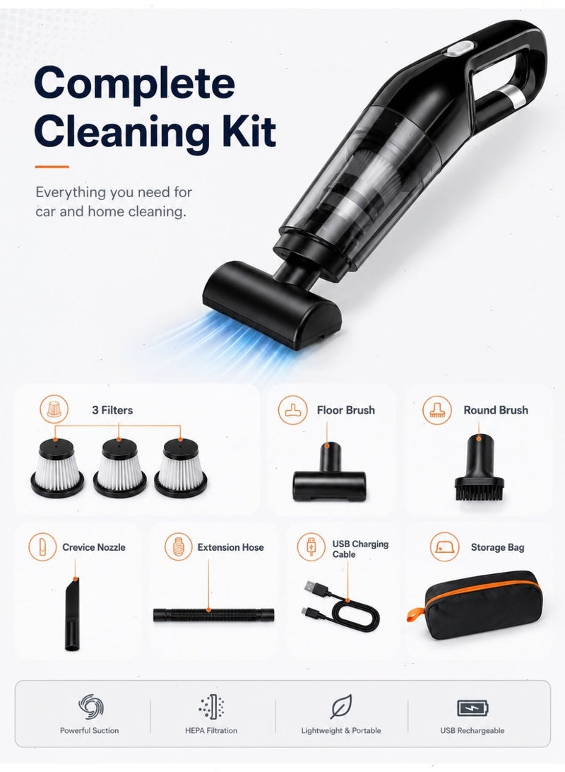 Vacuum cleaner Small, 120W. Suitable for use on bedroom beds, in cars, on sofas, and for clearing dust, hair, and other debris. - Image 4