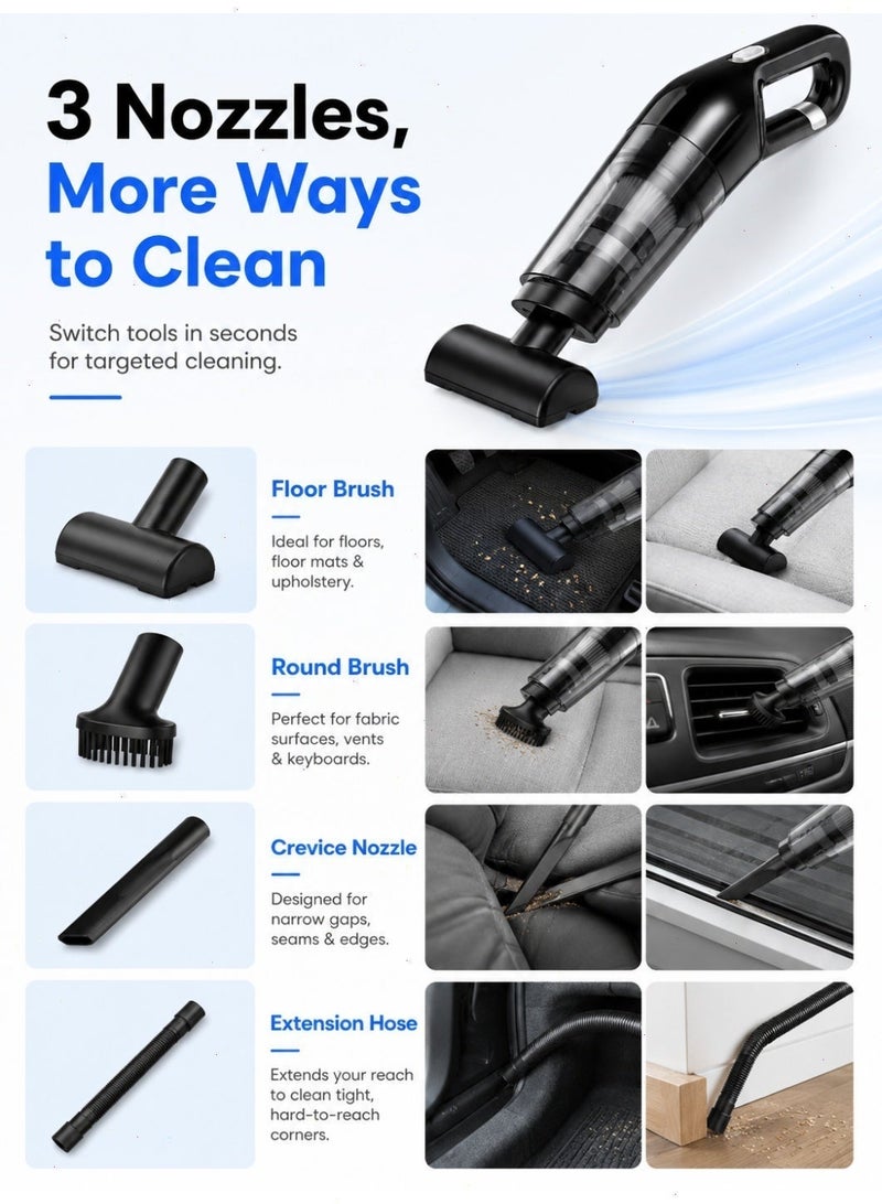 Vacuum cleaner Small, 120W. Suitable for use on bedroom beds, in cars, on sofas, and for clearing dust, hair, and other debris. - Image 5