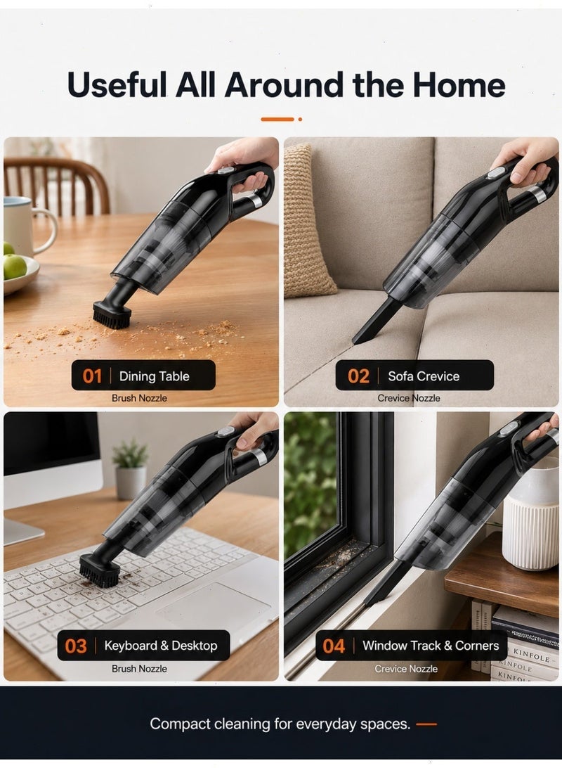 Vacuum cleaner Small, 120W. Suitable for use on bedroom beds, in cars, on sofas, and for clearing dust, hair, and other debris. - Image 3