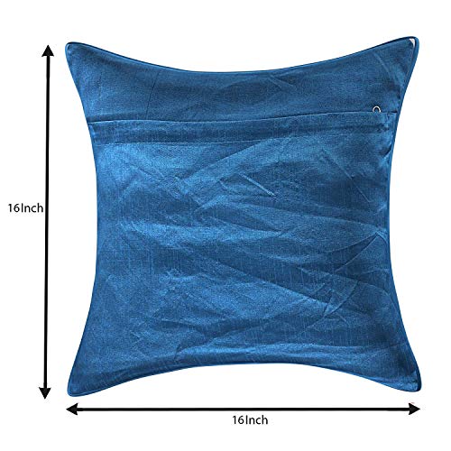 IM FAB Plain Jute Fabric Cushion Cover (Blue, 16X16 Inches or 40X40 cms) - Pack of 5 - Image 4