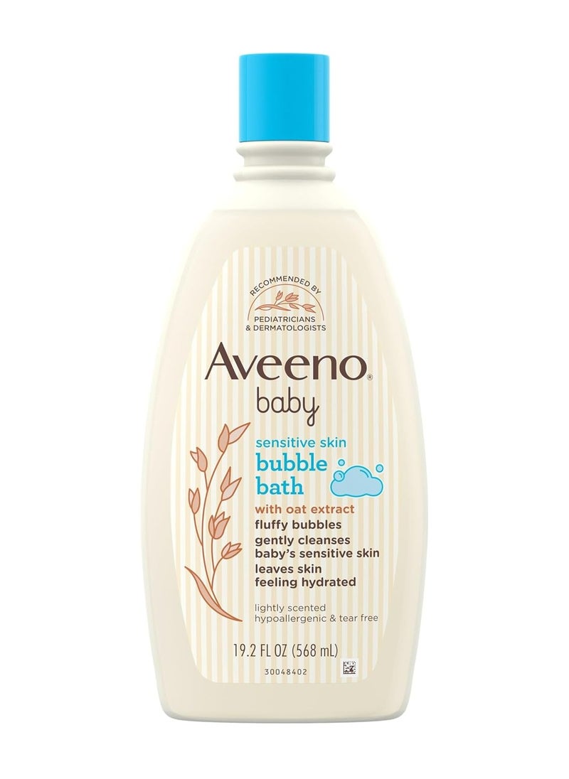 Aveeno Baby Aveeno Baby Sensitive Skin Bubble Bath with Oat Extract, Gently Cleanses and Leaves Skin Feeling Hydrated, Tear-Free Formula, Hypoallergenic, Paraben-, Phthalate-, Soap- & Dye-Free, 19.2 fl. Oz  - Image 1