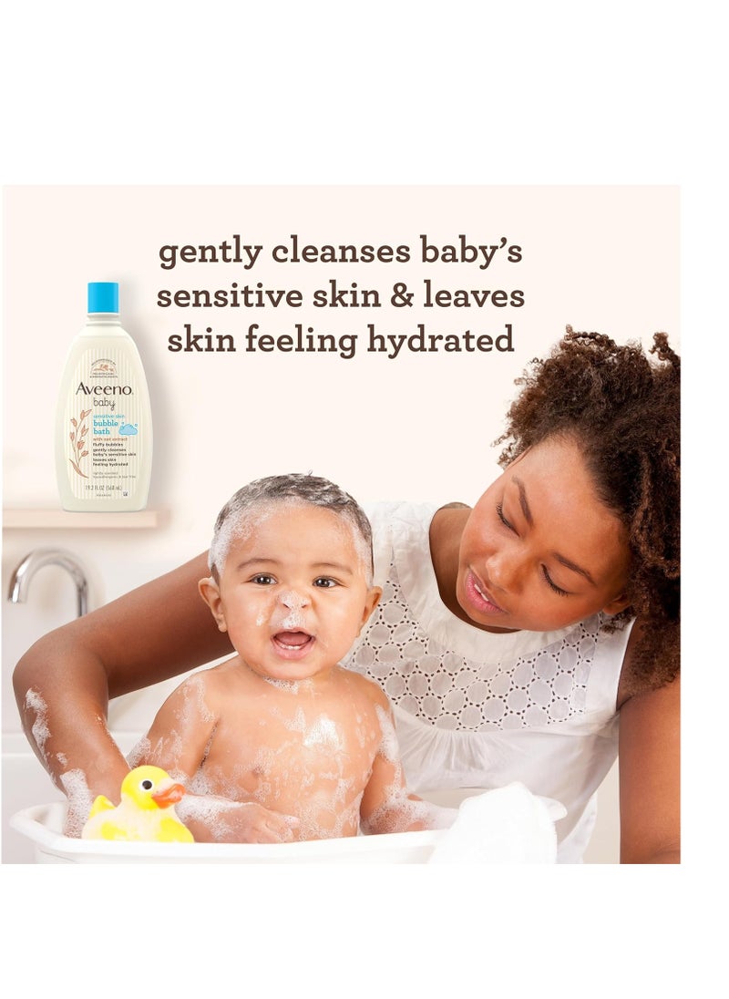 Aveeno Baby Aveeno Baby Sensitive Skin Bubble Bath with Oat Extract, Gently Cleanses and Leaves Skin Feeling Hydrated, Tear-Free Formula, Hypoallergenic, Paraben-, Phthalate-, Soap- & Dye-Free, 19.2 fl. Oz  - Image 4
