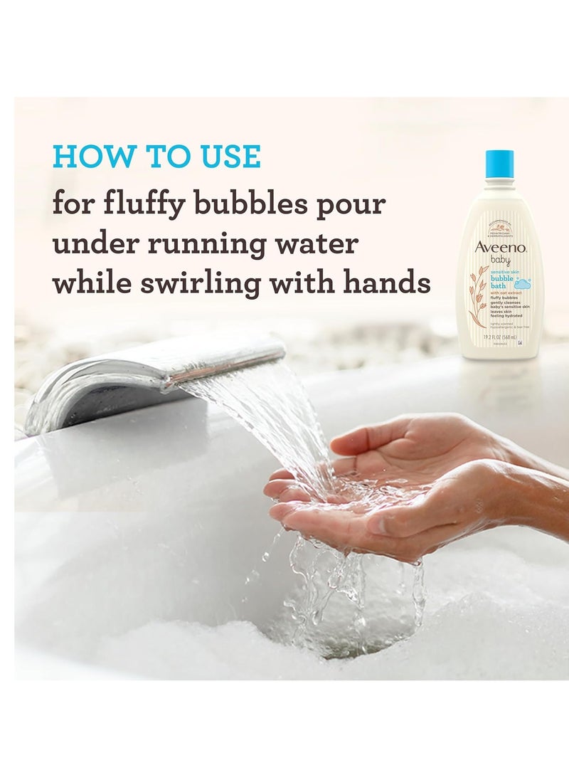 Aveeno Baby Aveeno Baby Sensitive Skin Bubble Bath with Oat Extract, Gently Cleanses and Leaves Skin Feeling Hydrated, Tear-Free Formula, Hypoallergenic, Paraben-, Phthalate-, Soap- & Dye-Free, 19.2 fl. Oz  - Image 3
