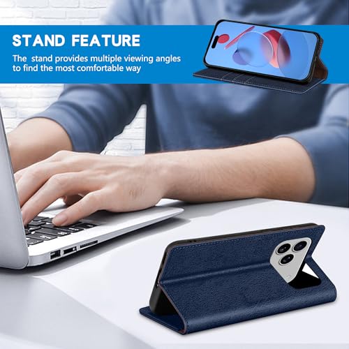 ZZXX for iPhone 17 Pro Max Wallet Case with [RFID Blocking] Card Slot Stand Strong Magnetic Leather Flip Fold Protective Phone Case for iPhone 17 Pro Max Case Wallet(Blue-6.9 inch) - Image 5