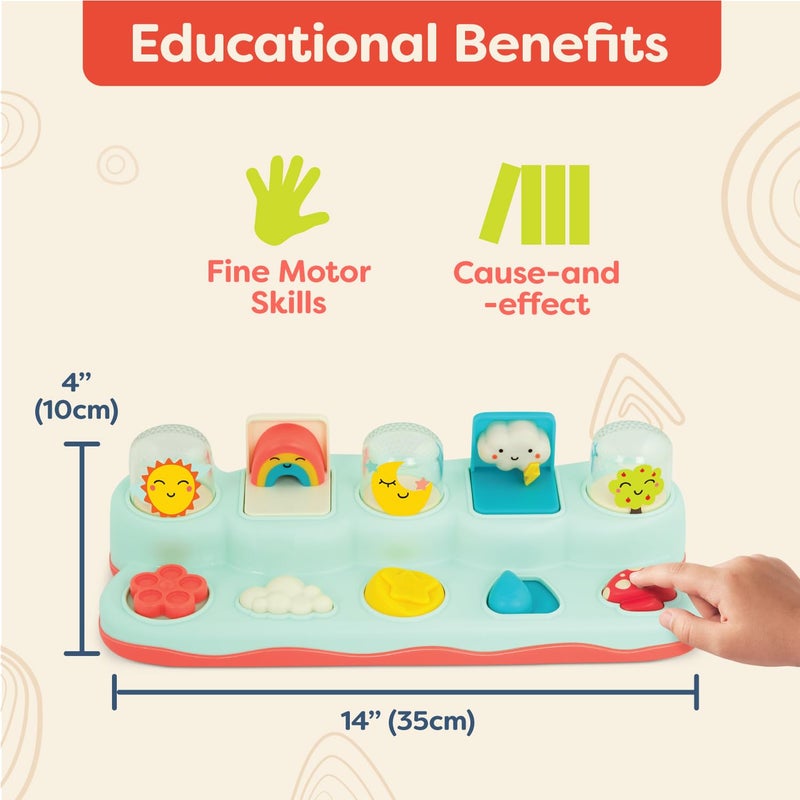 B. toys- Pop-Up Buddies- Cause and Effect Play – Learning Toys for Babies – Interactive Toy with Sun, Rainbow, Star – 18 Months + - Image 4