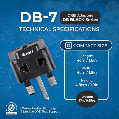 Orei India to UK Plug Adapter 2 in 1 Type G Travel Adapter (2 Pack) Compatible with UK, UAE, Dubai, & Hong Kong - Ideal for Laptops, Mobiles, & Chargers CE & Rohs Certified, Black - Image 5