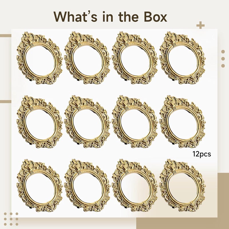 Resin Frames, 12 Oval Baroque Bezels, Decorative Pearlescent Gold for Crafts - Image 5