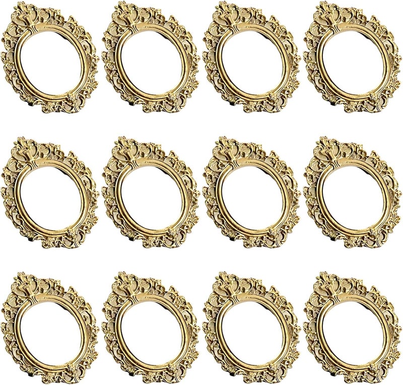 Resin Frames, 12 Oval Baroque Bezels, Decorative Pearlescent Gold for Crafts - Image 1
