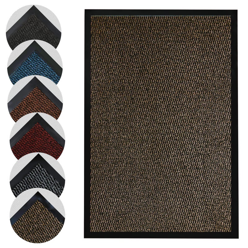Homatz Door Mat Indoor Outdoor  Heavy Duty Rubber Floor and Kitchen Mats  Non Slip Washable and Dirt Trapper Doormats Super Absorbent Multicolor Barrier Mat Brown 40x60cm