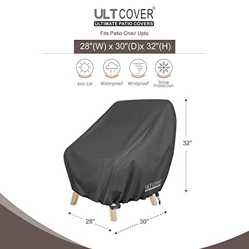 ULTCOVER Waterproof Patio Chair Cover – Outdoor Lounge Deep Seat Single Lawn Chair Cover 2 Pack Fits Up to 28W x 30D x 32H inches, Black - Image 2