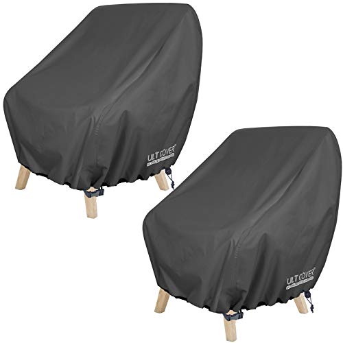 ULTCOVER Waterproof Patio Chair Cover – Outdoor Lounge Deep Seat Single Lawn Chair Cover 2 Pack Fits Up to 28W x 30D x 32H inches, Black - Image 1