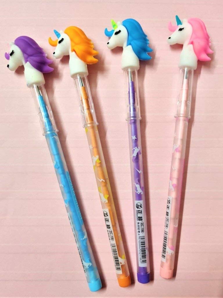 Little More LITTLEMORE Pack of 4 Designer Cute Unicorn Pencils Non Sharpening Colorful Printed Body Unicorn Theme Pencils for Kids Girls School Office Work Birthday Party Return Gift - Image 3
