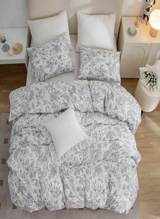 BUPIRD King Duvet Cover Floral, 100% Brushed Microfiber 3 Pieces King Floral Bedding Sets, Vintage Floral Chic Garden Style Floral Pattern King Flower Duvet Cover with Zipper Closure (Floral, King) - Image 4
