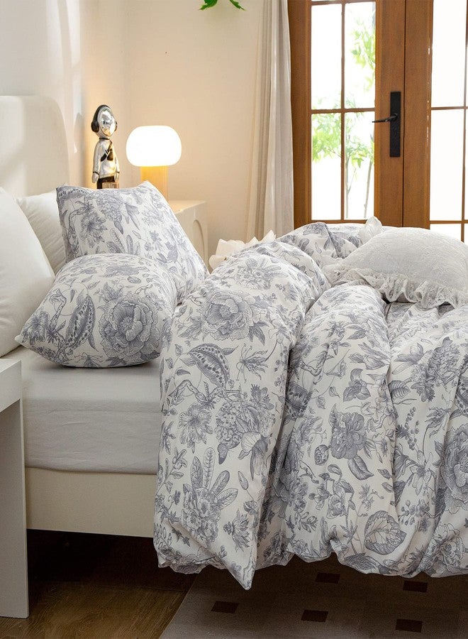 BUPIRD King Duvet Cover Floral, 100% Brushed Microfiber 3 Pieces King Floral Bedding Sets, Vintage Floral Chic Garden Style Floral Pattern King Flower Duvet Cover with Zipper Closure (Floral, King) - Image 2
