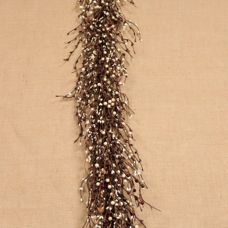 Quixem 60" Pip Berry Garland - Artificial Spring and Summer Decorative Garland with Burgundy Cream Berries, Perfect for Front Door, Mantel, Centerpiece and Table Display Seasonal DÃ©cor - Image 2