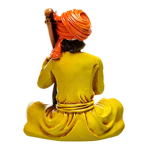 Karigaari India Handcrafted Man Playing Sitar Musical Instrument Resin Sculpture | Showpiece, Multicolour, Height : 26 cm, Breadth : 15 cm, Length : 18 cm - Image 5