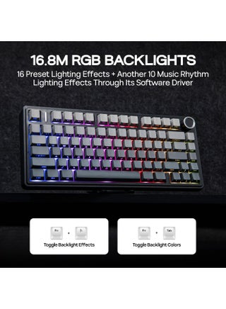 【Brand Store】F75 PRO Gaming Keyboard 75% Mechanical Keyboard Gasket Hot Swappable Custom Keyboard RGB Backlit with Five-Layer Padding, ide Printed PBT Keycaps Bluetooth/2.4GHz/USB-C, Mechanical Gaming Keyboard Hot Swappable, Knob, RGB, Reaper Switches Keyboard for Gamers(Gradient Black) - view 3