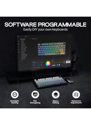 【Brand Store】F75 PRO Gaming Keyboard 75% Mechanical Keyboard Gasket Hot Swappable Custom Keyboard RGB Backlit with Five-Layer Padding, ide Printed PBT Keycaps Bluetooth/2.4GHz/USB-C, Mechanical Gaming Keyboard Hot Swappable, Knob, RGB, Reaper Switches Keyboard for Gamers(Gradient Black) - view 5