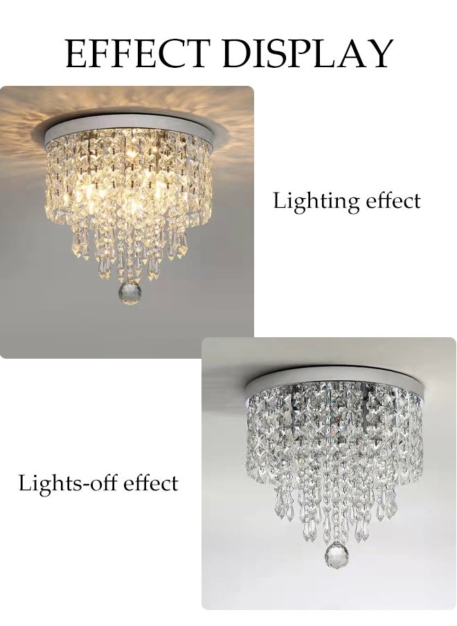 DUNISO Crystal Ceiling Lamp, Corridor Lamp, Entrance Lamp, Warm Light, Balcony, Cloakroom, Aisle Lamp, Round Chandelier, Suitable For Corridor Entrance, Dining Room, Living Room, Study, Bedroom, Stairwell  - Image 4