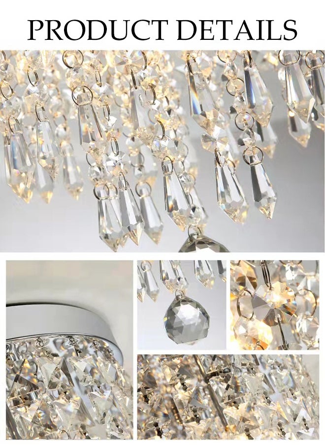 DUNISO Crystal Ceiling Lamp, Corridor Lamp, Entrance Lamp, Warm Light, Balcony, Cloakroom, Aisle Lamp, Round Chandelier, Suitable For Corridor Entrance, Dining Room, Living Room, Study, Bedroom, Stairwell  - Image 3