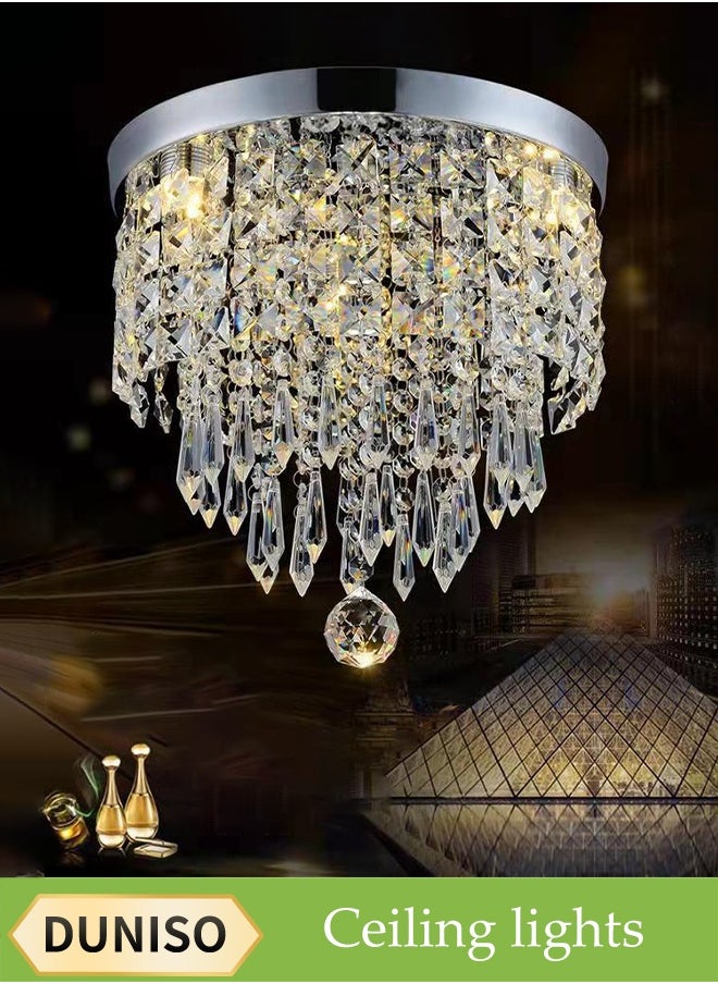 DUNISO Crystal Ceiling Lamp, Corridor Lamp, Entrance Lamp, Warm Light, Balcony, Cloakroom, Aisle Lamp, Round Chandelier, Suitable For Corridor Entrance, Dining Room, Living Room, Study, Bedroom, Stairwell  - Image 1