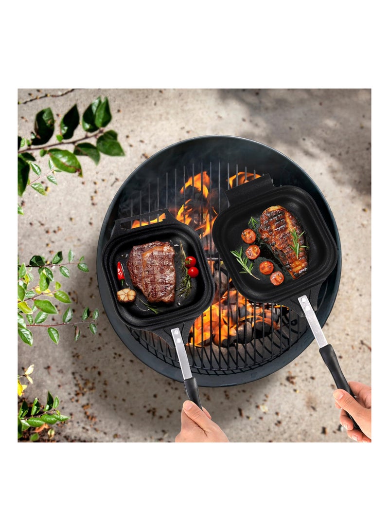 SYOSI Multifunction Sandwich Maker, Grilled Panini Press with Detachable Non-Stick Pans, Stovetop Sandwich Maker for Breakfast Sandwich, Grilled Cheese, Bacon, Steak, 6inches L x 14.8inches H - Image 4