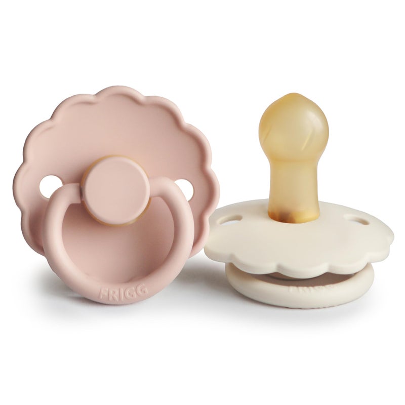 FRIGG Daisy Natural Rubber Baby Pacifier | Made in Denmark | BPA-Free (Blush/Cream, 0-6 Months) 2-Pack - Image 1