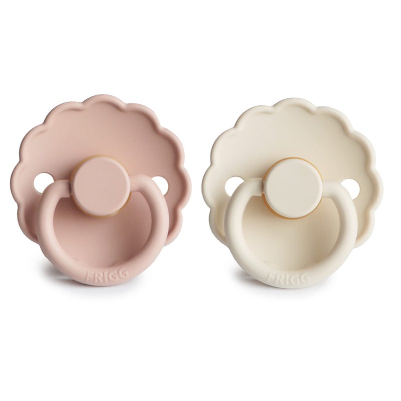FRIGG Daisy Natural Rubber Baby Pacifier | Made in Denmark | BPA-Free (Blush/Cream, 0-6 Months) 2-Pack - Image 2