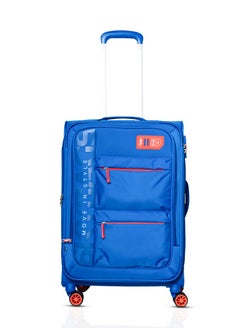 Skybags Vanguard Checked- 24 Inch Luggage with Anti Theft Zipper | TSA Lock| Smooth Dual Wheels| Wet Pouch for toiletries| Medium| Blue  - Image 1