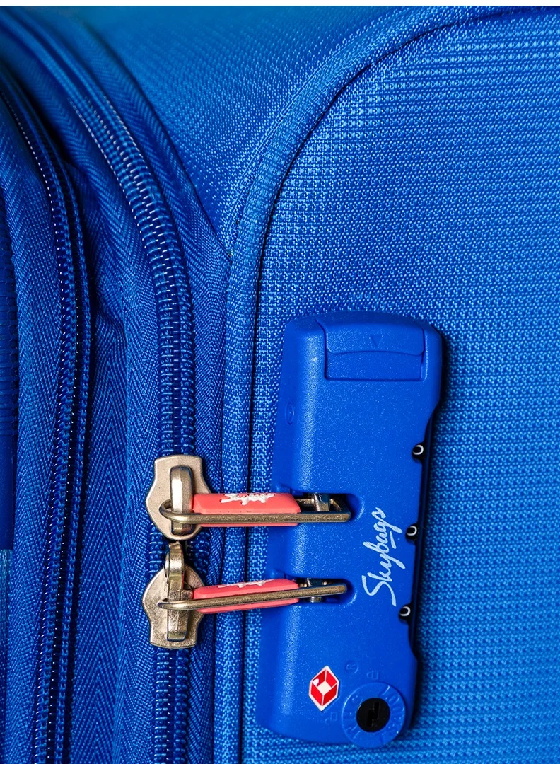 Skybags Vanguard Checked- 24 Inch Luggage with Anti Theft Zipper | TSA Lock| Smooth Dual Wheels| Wet Pouch for toiletries| Medium| Blue