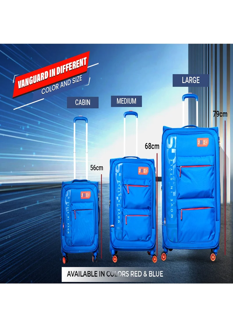 Skybags Vanguard Checked- 24 Inch Luggage with Anti Theft Zipper | TSA Lock| Smooth Dual Wheels| Wet Pouch for toiletries| Medium| Blue