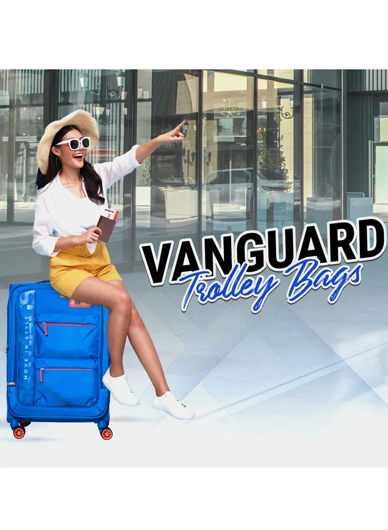 Skybags Vanguard Checked- 24 Inch Luggage with Anti Theft Zipper | TSA Lock| Smooth Dual Wheels| Wet Pouch for toiletries| Medium| Blue