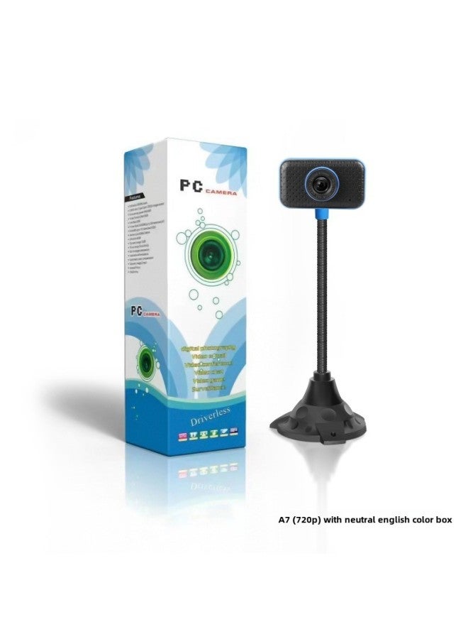 Computer Camera USB Video Teaching HD Online Class Live Conference Desktop Notebook Special Foreign Trade-Color:A7(720p) With Neutral English Color Box  - Image 1