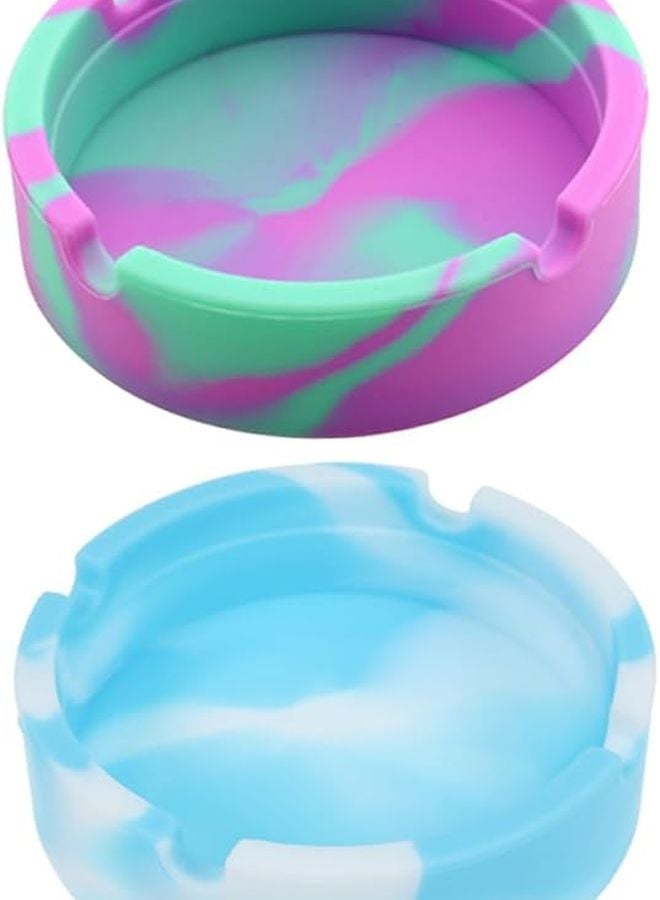 2pcs Shatterproof Silicone Ashtrays With Non Slip Base For Indoor Outdoor Use - Image 1