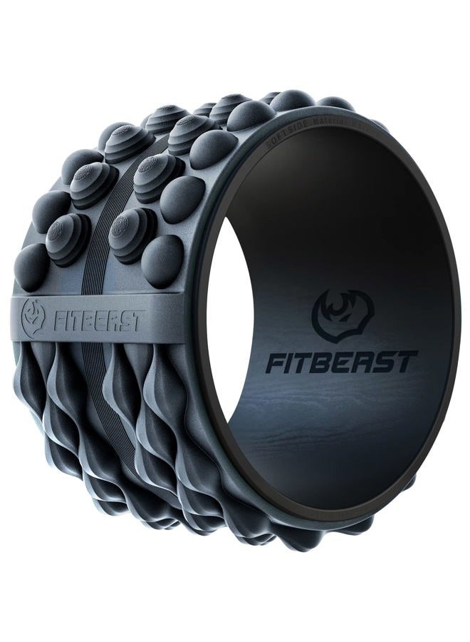 FitBeast Back Roller, Back Wheel Foam Roller - Targeted Muscle Roller for Deep Tissue Massage, Back Stretcher (12'', Black) - Image 1