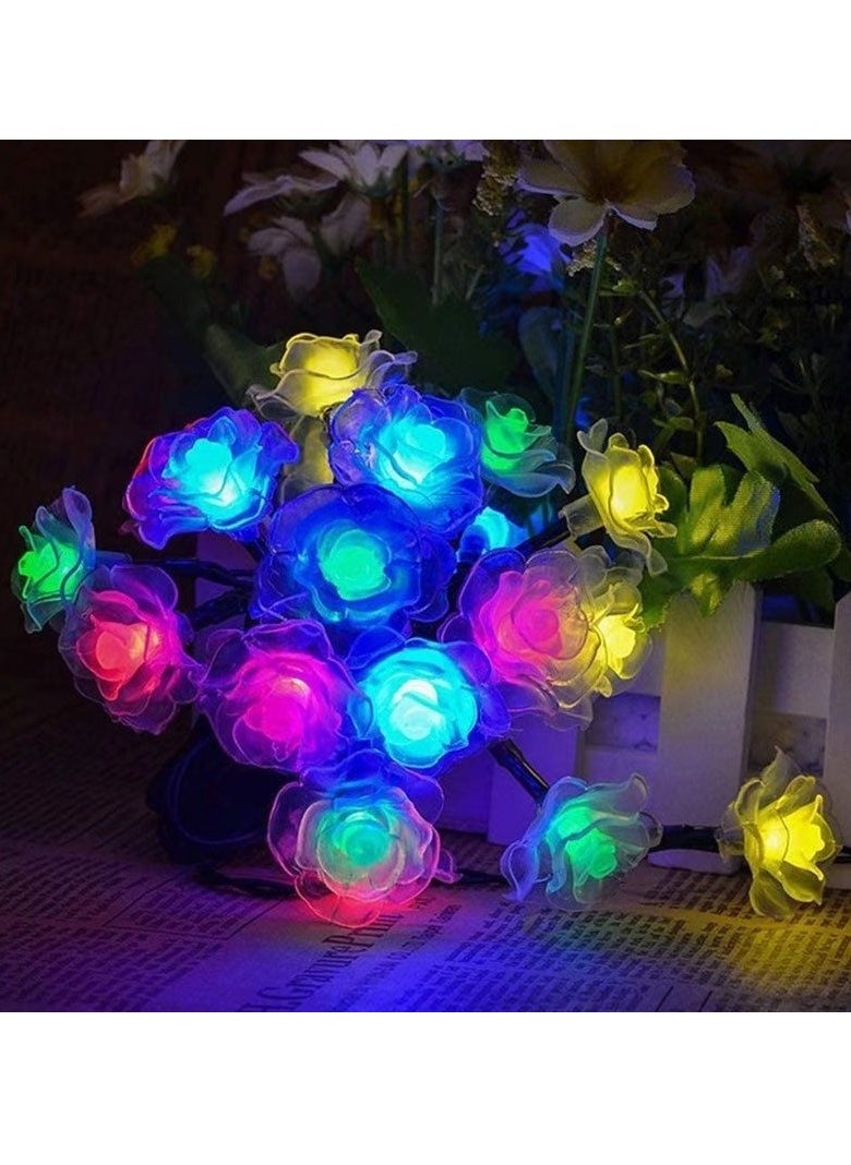 Mei Lifestyle 3m Long Multicolor Rose String Lights with Batteries 20 LED Decorative Lights  - Image 1